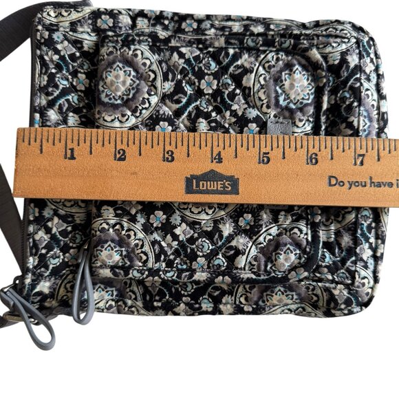 Vera Bradley Deluxe Crossbody Purse Bag Floral Blue Gray Adjustable Strap - Picture 6 of 16